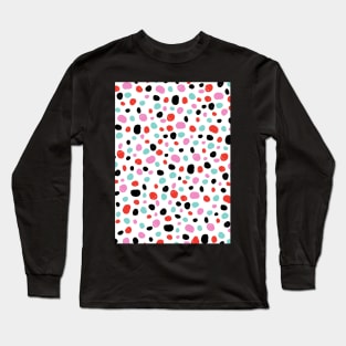 Polka dots pattern, Pink, Red, Black, Blue, Dots, Pattern, Fashion print, Funny art, Modern art, Wall art, Print, Minimalistic, Modern, Humor Long Sleeve T-Shirt